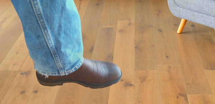 Wearing Ariat Groundbreaker Work Boot in brown color