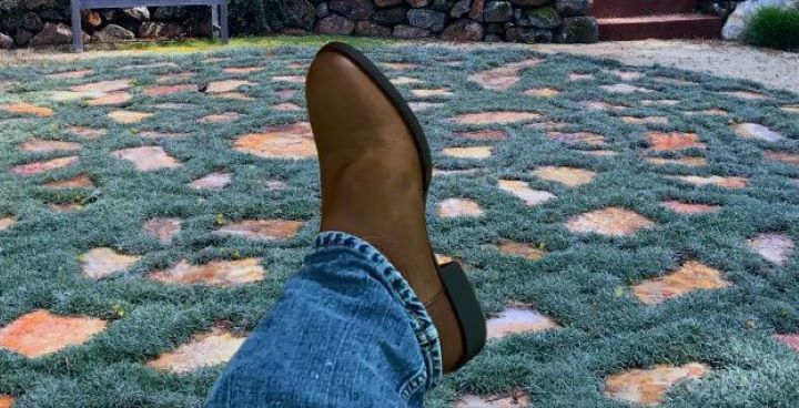 Wearing Ariat Traditional Leather Country Boot in distressed brown color