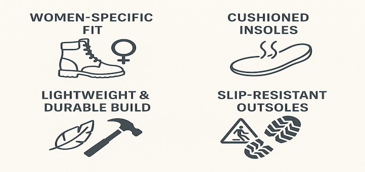 Women's Best Work Boot Features