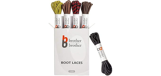 BB Brother Brother Unisex 5 Pairs Heavy Duty - Round Work Boot Laces