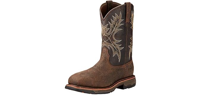 ARIAT Mens WorkHog Wide Square Toe Waterproof Composite Toe Work Boot Bruin Brown/Coffee 11 Narrow