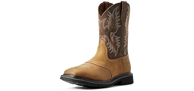 ARIAT Men's Sierra Wide Square Toe Work Boot, Aged Bark, 10 M US