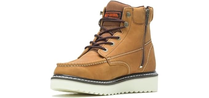 Harley-Davidson Men's Beau Leather Motorcycle Casual Wedge Boot, Brown, 11.5