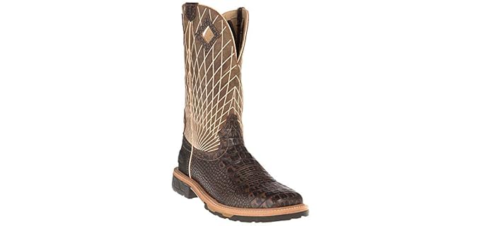 Justin Boots SE4833 Mens Hybrid Whiskey Brown Croc Print 12` Whiskey 11 EE