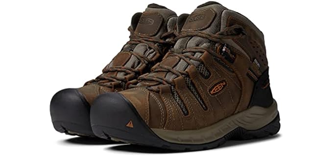 KEEN Utility Men's Flint 2 Mid Height Soft Toe Waterproof Non Slip Work Boots, Black Olive/Brindle, 11 Wide