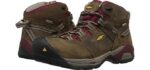 KEEN Utility Women's Detroit XT Mid Steel Toe Waterproof Work Boot, Black Olive/Tawny Red, 5 Medium US