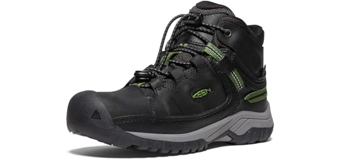 KEEN Kids' Targhee Mid Height Waterproof Hiking Boots, Black/Campsite, 8 Little Kid US