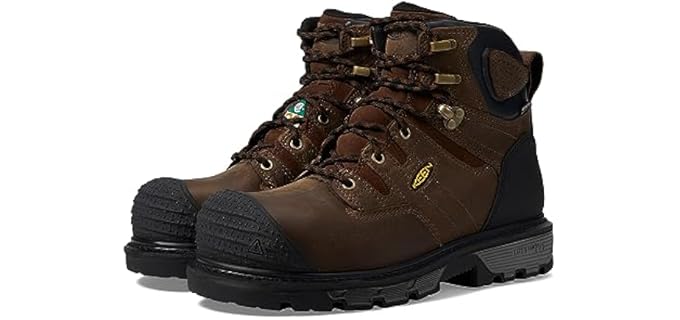 KEEN Utility Men's CSA Camden 6” Composite Toe Waterproof Heavy Duty Work Boots, Dark Earth/Black, 8.5 D