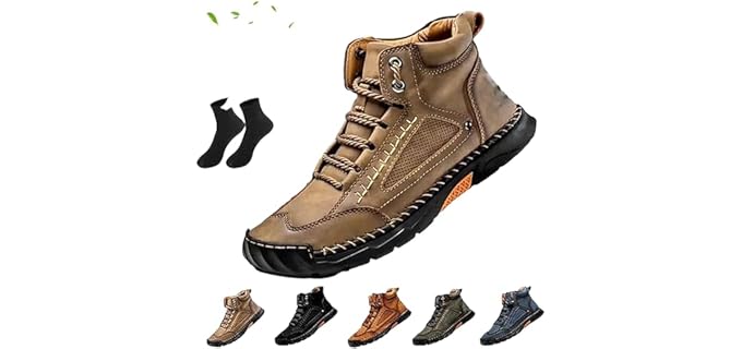Men's Comfortable Handmade Leather Boots, Mens Boots, Arch Support (Khaki,10)