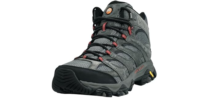 Merrell Men's Moab 3 Mid Hiking Boots, Beluga 13 M | Pigskin Leather Upper, Ankle-Height Coverage, Removable Contoured Insole, Lightweight EVA Midsole