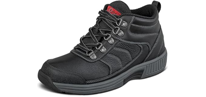 Orthofeet Delta Orthopedic Women Leather Hiking Boot, Black, Size 7.5 | Waterproof, Slip-Resistant, Outdoor Boot with Lugged Sole, Arch Support, Comfortable Ergonomic Cushioning, Wide Toe Box