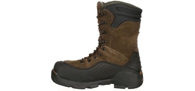 ROCKY Blizzard Stalker Steel Toe Waterproof 1200G Insulated Work Boot, Brown, Size 12(MEN)