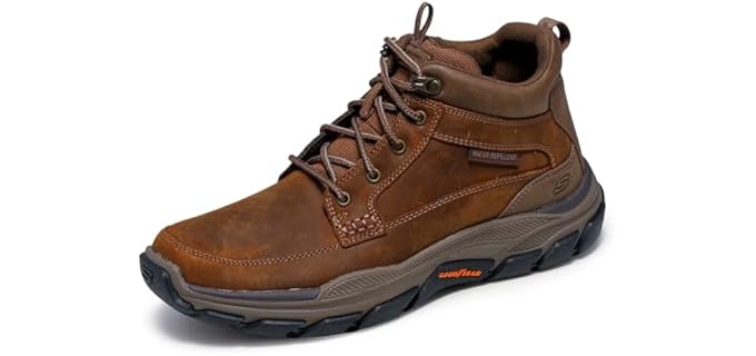 Skechers Men's Respected Boswell Mid Top Leather Moc Toe Lace Up Boot - Cdb - 11 Extra Wide