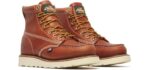 Thorogood American Heritage 6” Moc Toe Work Boots for Men - Soft Toe, Premium Full-Grain Leather with Slip-Resistant Wedge Outsole and Comfort Insole; EH Rated, Tobacco - 8.5 D