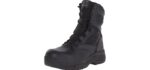 Timberland PRO Men's 8 Inch Valor Comp Toe Waterproof Side Zip Work Boot, Black Smooth Leather Ballistic Nylon, 3.5 M US