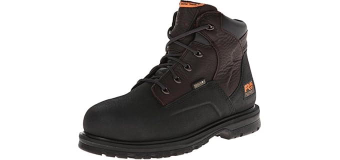 Timberland PRO Men's Powerwelt 6 Inch Steel Safety Toe Waterproof Industrial Work Boot, Dark Brown, 12 W