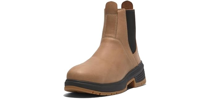 Timberland PRO Women's Birchline Chelsea Composite Safety Toe Industrial Work Boot, Biscuit Camper Brown, 8M
